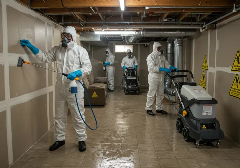 Basement Moisture Removal and Structural Drying process in Streetsboro, OH